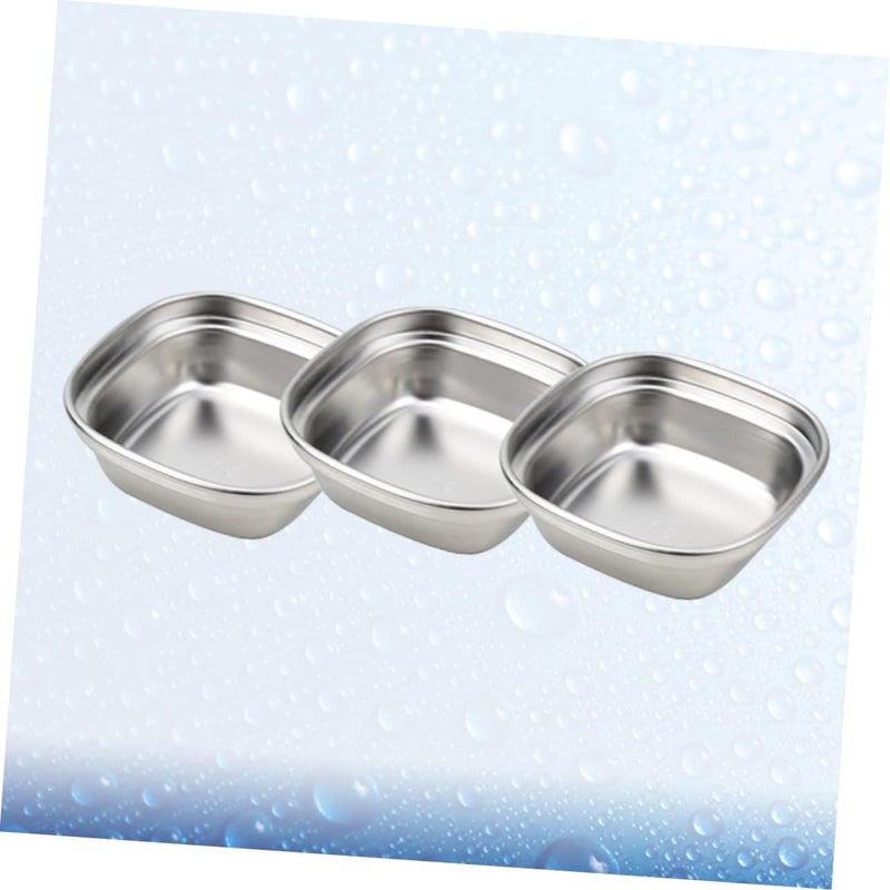 woobles 6 pcs Metal Grid Container Bbq Tray Steel Candy Flavor Restaurant Seasoning for Stainless Portion Dishes- Cups Home Serving Soy Dish Condiment Snacks Dipping Nuts Ramekins 8.3X8.3cmx2pcs Silverx2pcs - Image 2