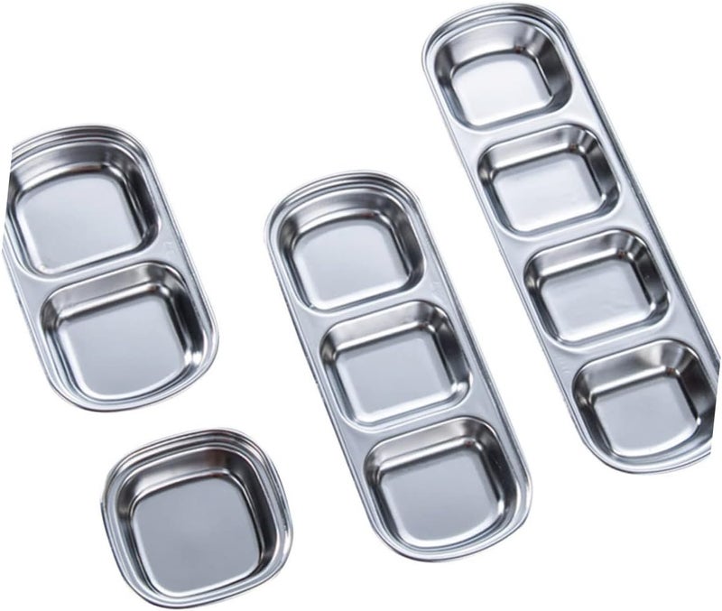 woobles 6 pcs Metal Grid Container Bbq Tray Steel Candy Flavor Restaurant Seasoning for Stainless Portion Dishes- Cups Home Serving Soy Dish Condiment Snacks Dipping Nuts Ramekins 8.3X8.3cmx2pcs Silverx2pcs - Image 4