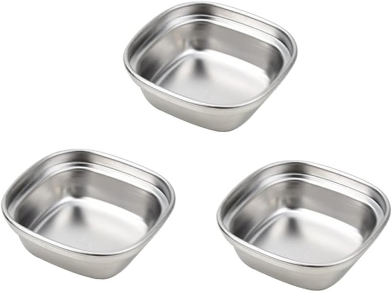 woobles 6 pcs Metal Grid Container Bbq Tray Steel Candy Flavor Restaurant Seasoning for Stainless Portion Dishes- Cups Home Serving Soy Dish Condiment Snacks Dipping Nuts Ramekins 8.3X8.3cmx2pcs Silverx2pcs - Image 5