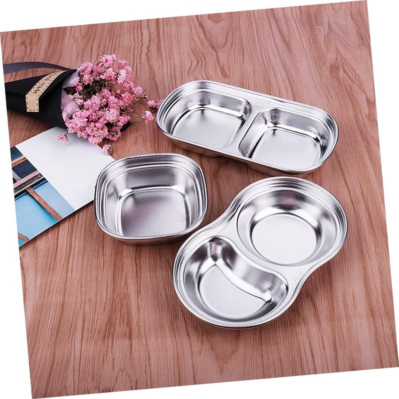 woobles 6 pcs Metal Grid Container Bbq Tray Steel Candy Flavor Restaurant Seasoning for Stainless Portion Dishes- Cups Home Serving Soy Dish Condiment Snacks Dipping Nuts Ramekins 8.3X8.3cmx2pcs Silverx2pcs - Image 3