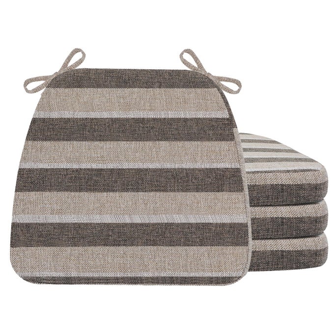 DSHAPED CHAIR CUSHIONS 2 THICK DINING CHAIR PADS WITH TIES AND REMOVABLE MACHINEWASHABLE COVER 17 X 16 SET OF 4 BOLDSTRIPES CHOCOLATEBEIGE