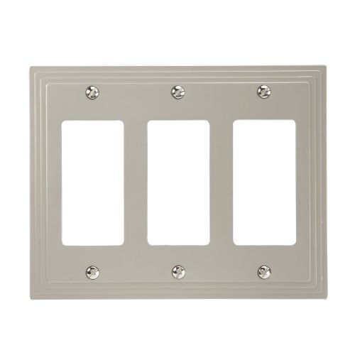 Amerelle Steps Triple Rocker Cast Metal Wallplate in Satin Nickel - Image 1
