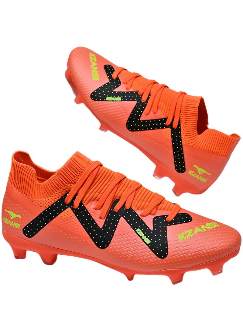 SKT Shiketro Adult Non-Slip Professional Training Football Shoes, Fold-Resistant And Non-Deformable, High-Top Protective Breathable Long-Spike Shoes, Suitable For Men And Women On Artificial Grass - Image 1