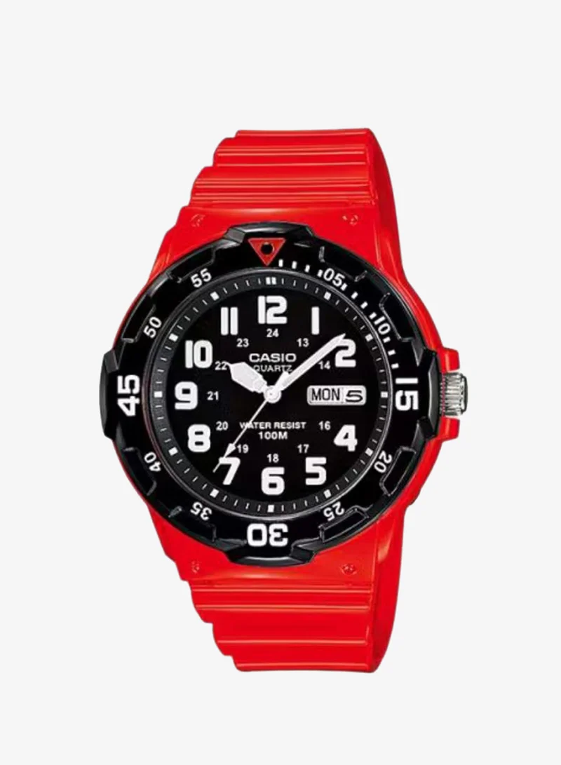 Casio Men's Analog Display Watch With Red Resin Strap - MRW-200HC-4B