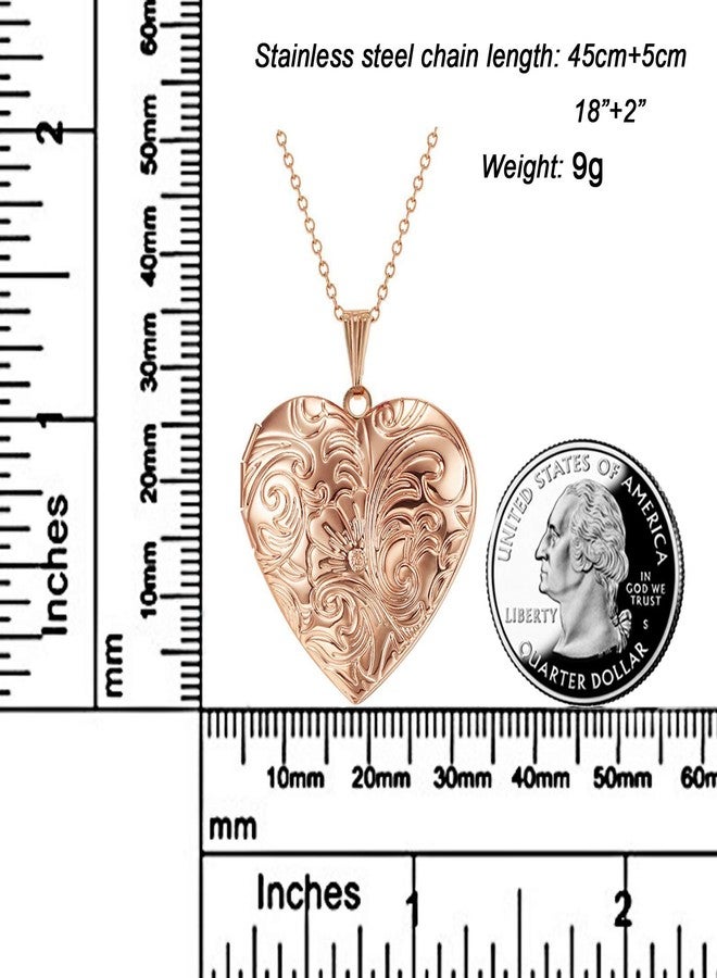 YOUFENG Locket Necklace that Holds Pictures Flower Lockets Necklaces Pendant Birthday Gifts Jewelry Rose Heart - Image 2