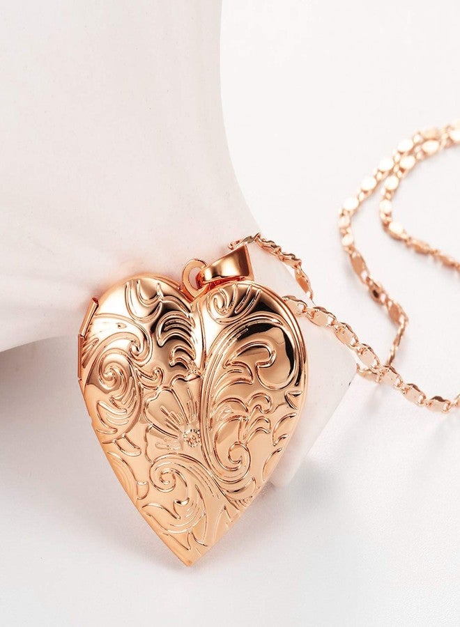 YOUFENG Locket Necklace that Holds Pictures Flower Lockets Necklaces Pendant Birthday Gifts Jewelry Rose Heart - Image 5
