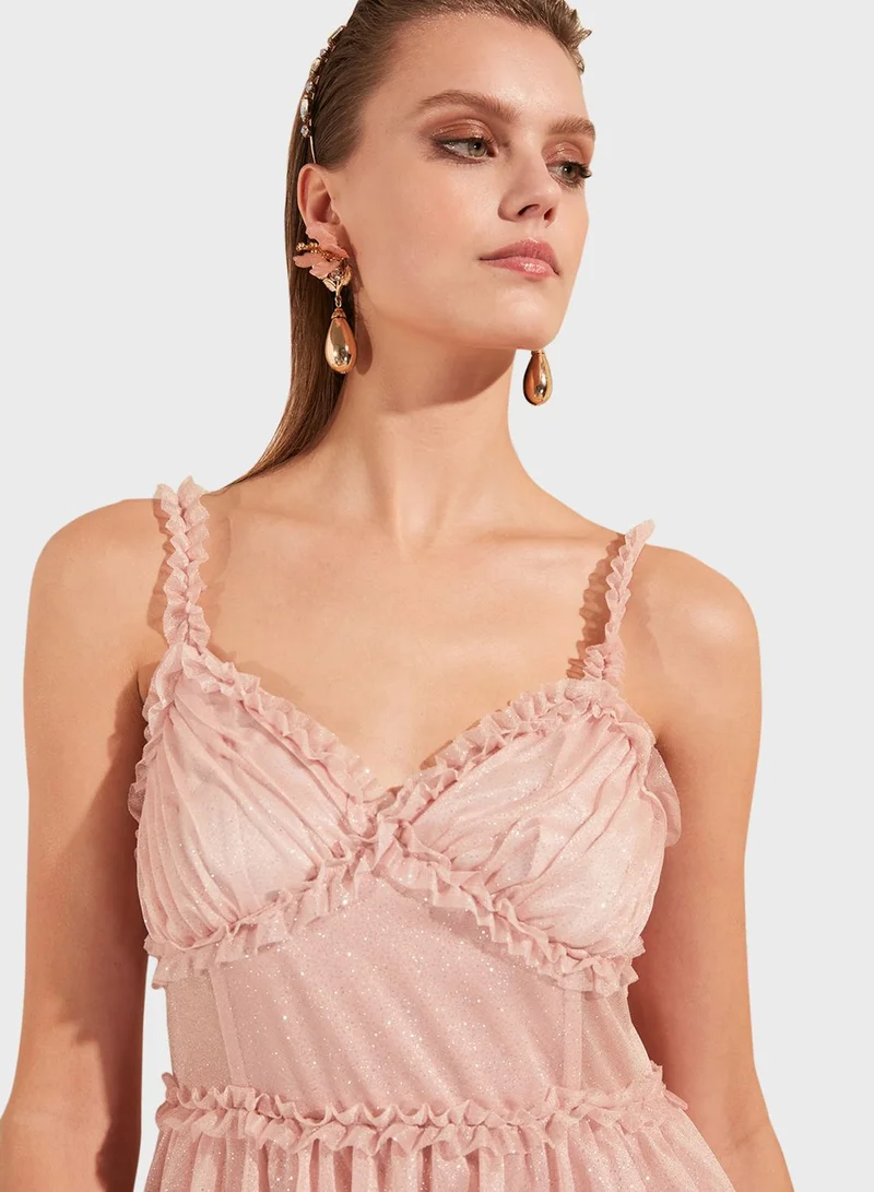 trendyol Layered Lace Detail Dress