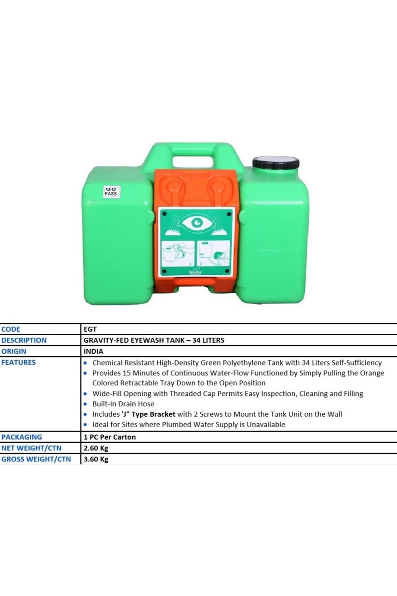 Vaultex EGT Gravity Fed Eye Wash Station - 34L - Image 2