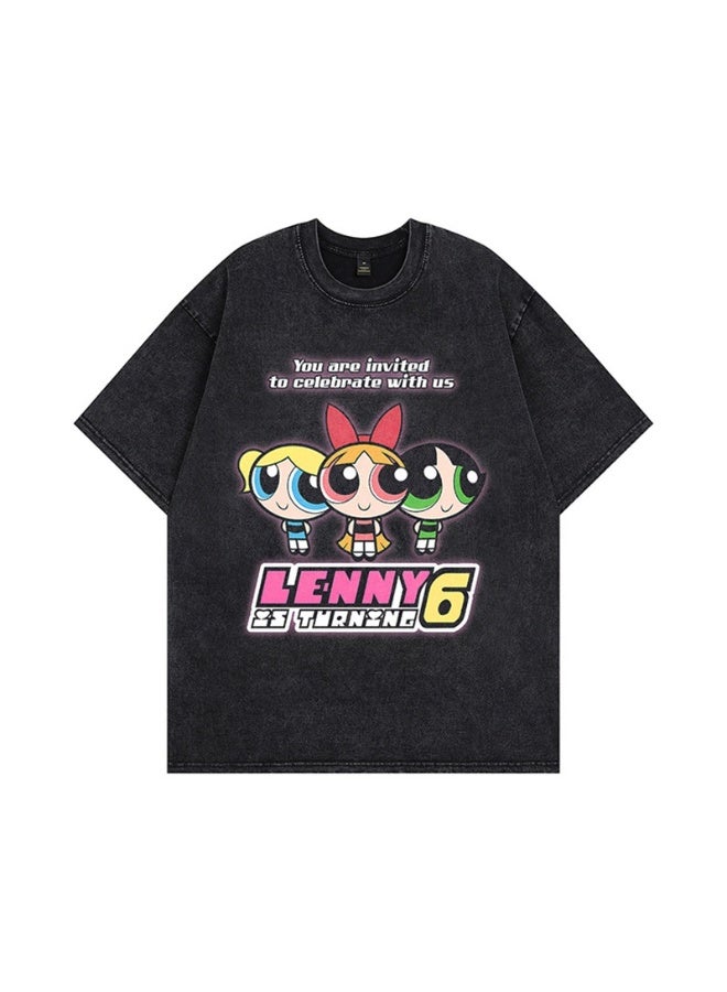 general Powerpuff Girls Printed Short Sleeve T-Shirt Soft Breathable Casual Tops Multiple Sizes Fashion Outfit for Fans - Image 1