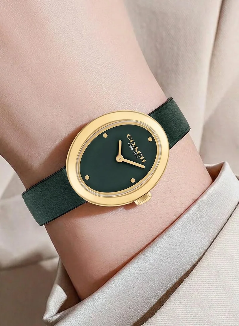 COACH  2-Hand Sammy Collection Quartz Movement Watch For Women With Green Leather Strap - 14504425 for Women | Best Price UAE