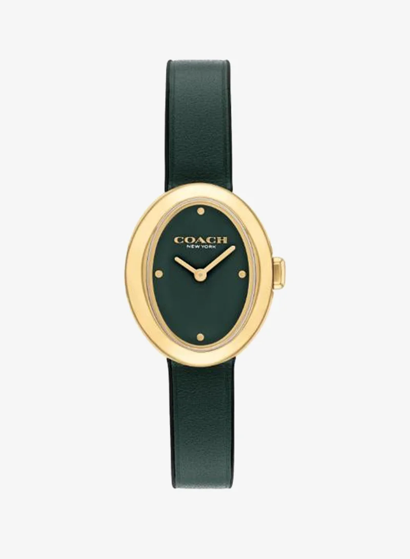 COACH 2-Hand Sammy Collection Quartz Movement Watch For Women With Green Leather Strap - 14504425