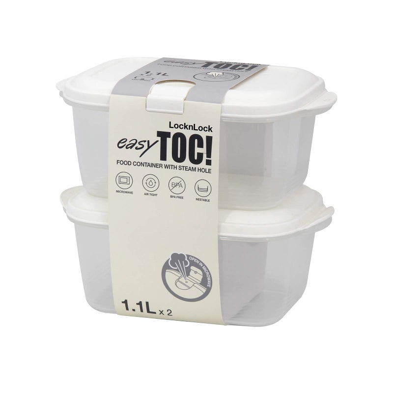 LOCK & LOCK LocknLock Food Storage Container 1.1L (1100ml) - Airtight Leak Proof, Beige - BPA Free, Microwave & Dishwasher Safe - Image 1