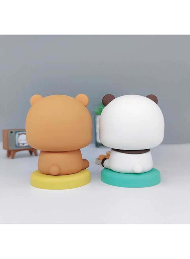 erorex Bubu Dudu Bobble Figure 4Pcs Panda Bear Kawaii Car Dashboard Decorations Cute Cartoon Statue For Car Interior Tabletop Ornament Office Desk Decor Gift For Car Home Tabletop Backpack - Image 3