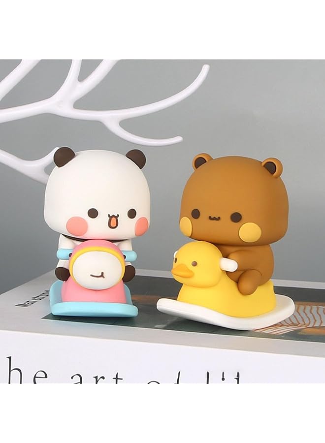 erorex Bubu Dudu Bobble Figure 4Pcs Panda Bear Kawaii Car Dashboard Decorations Cute Cartoon Statue For Car Interior Tabletop Ornament Office Desk Decor Gift For Car Home Tabletop Backpack - Image 4
