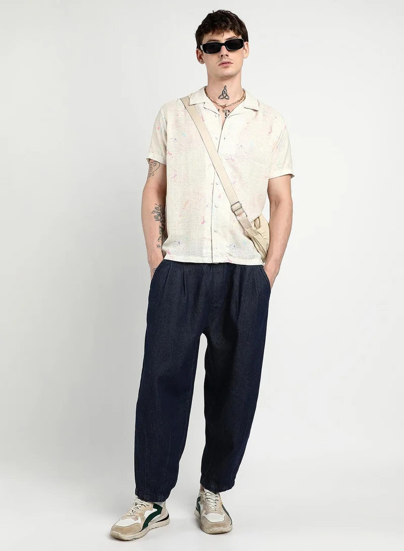 CAHOOT  Men's Off-White Heathered Drawn Shirt for Men | Best Price UAE