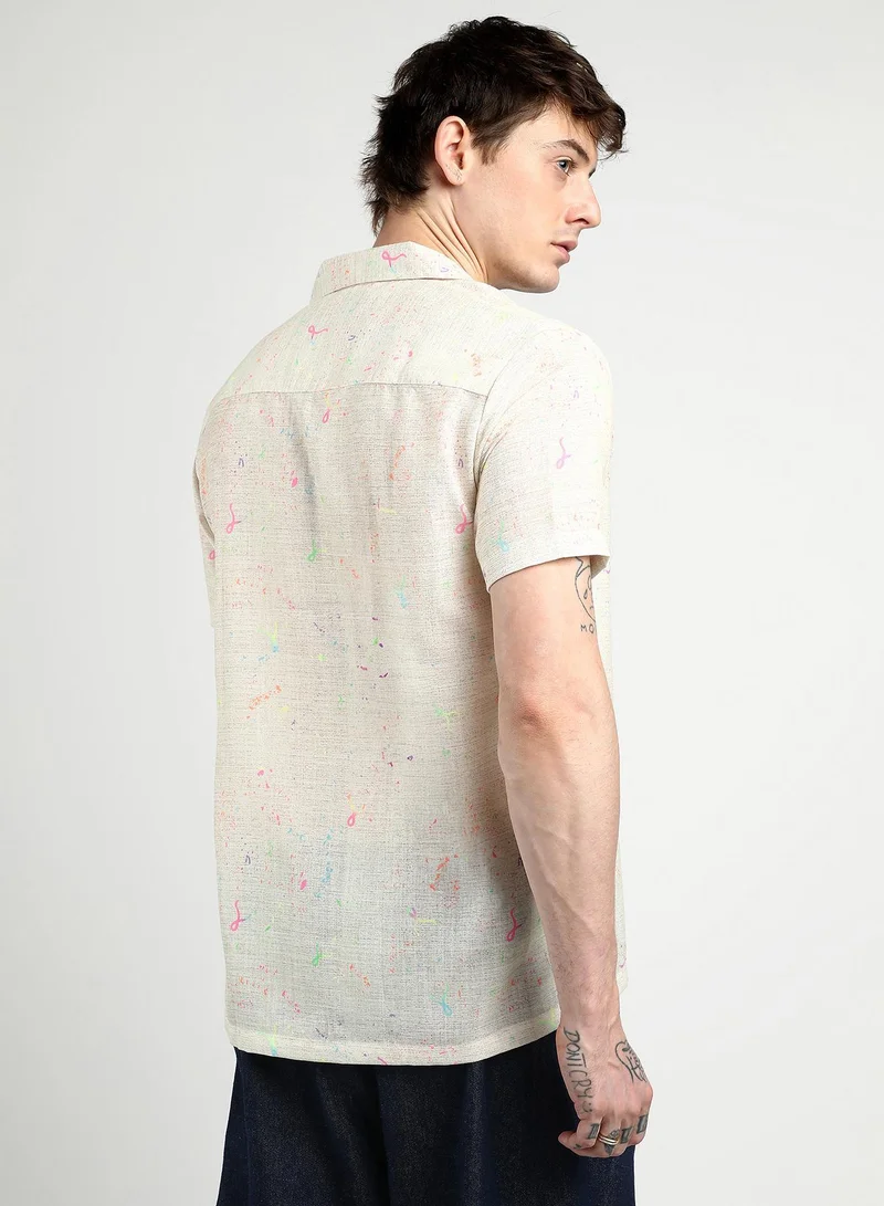 CAHOOT  Men's Off-White Heathered Drawn Shirt for Men | Best Price UAE