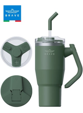 32oz (950ml) Stainless Steel Insulated Tumbler with 180° Rotating Handle and Lid with Straw, 100% Leak Proof Travel Coffee Mug, Double Wall Vacuum Insulated Tumbler, Keeps Drinks Cold for 24 Hours or Hot for 12 Hours, BPA Free, Durable, Reusable, Cup Holder Friendly, Large Coffee Mug and Water Bottle for Hot and Cold Drinks, Perfect for Office, Travel, Gym (Green) - pzsku/ZFF77981746C2F94F41BAZ/45/_/1739775520/74f1d6f7-19b9-458a-b6a3-45bcf0fdbb49