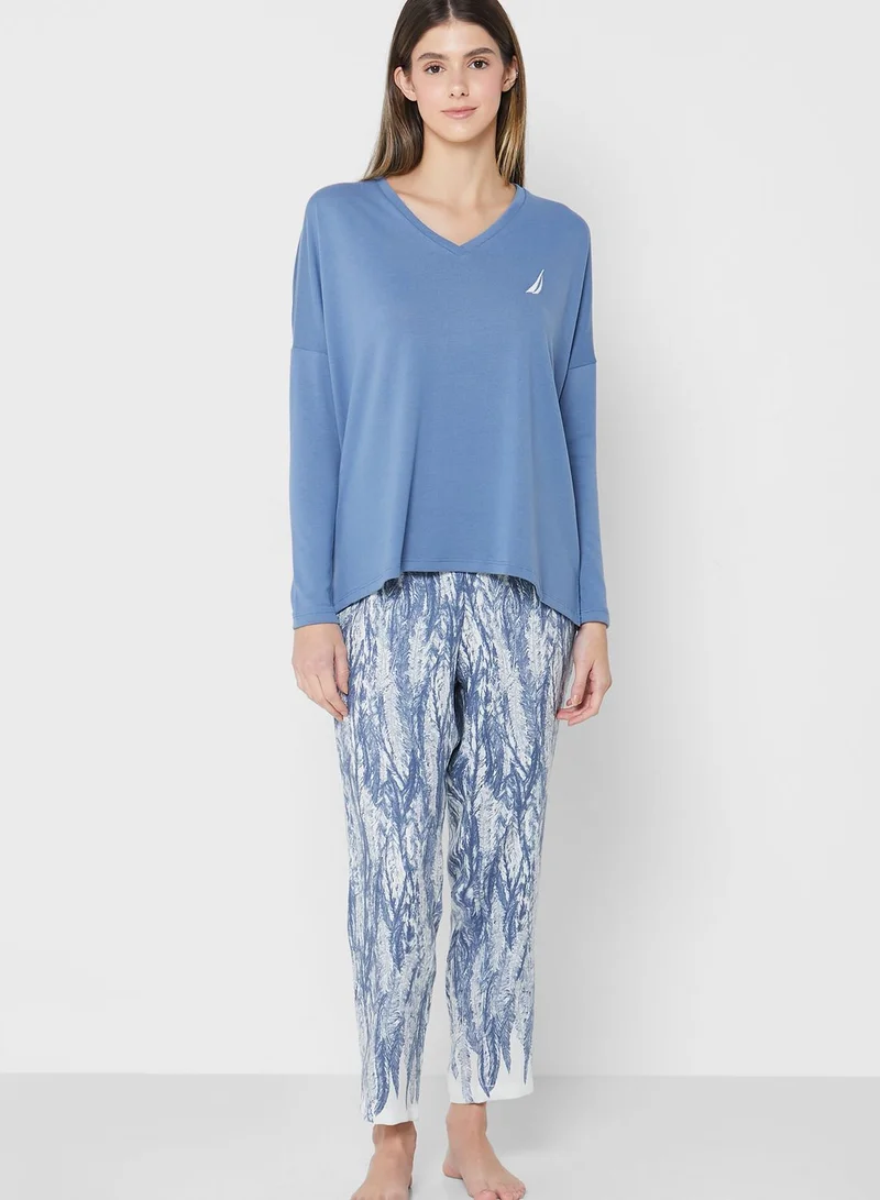 NAUTICA Embroidered Knitted Pyjama Set