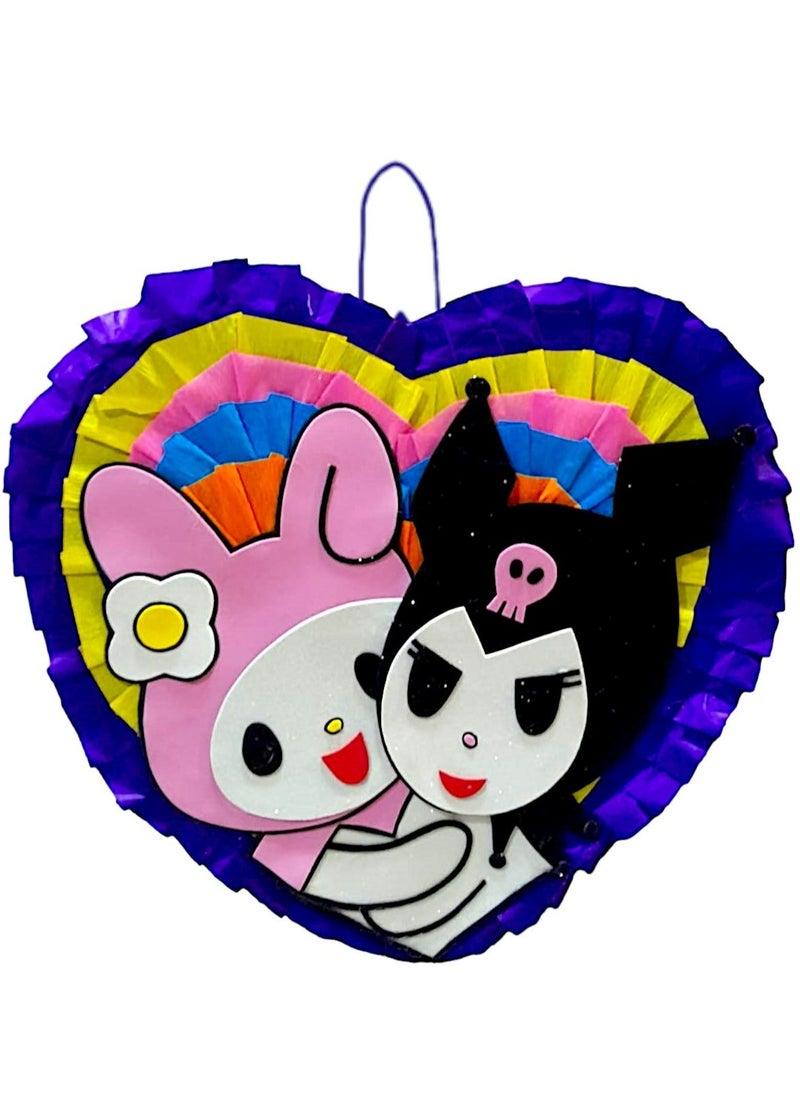 Tamona Kuromi Themed Pinata, Party Favors Kids, Party Supplies Decorations, Fillable Candy Favors, Indoor & Outdoor Celebrations Interactive Cartoon, Unique Customized Birthday Party Kuromi Kitty Pinata  - Image 1