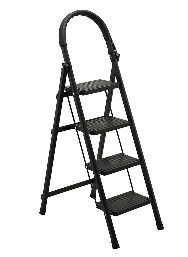 LAWAZIM Pro7 4-Step Folding Ladder With Tools Hanger - Black - 120kg Load Capacity Step Stool with Convenient Handgrip, Tools Holder Rack, Anti-Slip Pedals - Multi-Use Ladder for Kitchen & Household - Image 2