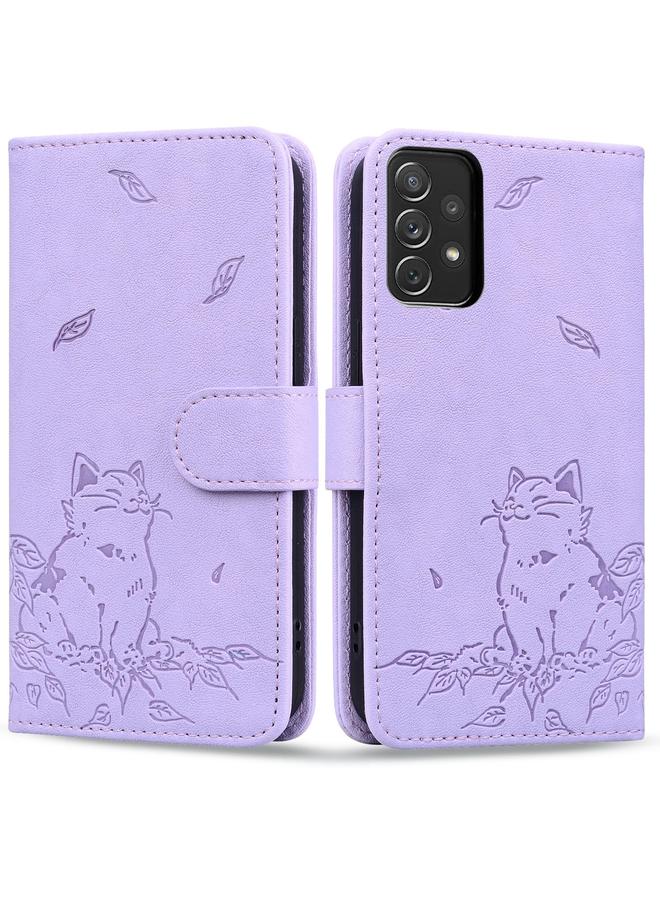 اس-توب جراب لهاتف Samsung Galaxy A33 5G، جراب هاتف جلدي منقوش عليه قطة لطيفة - Image 1