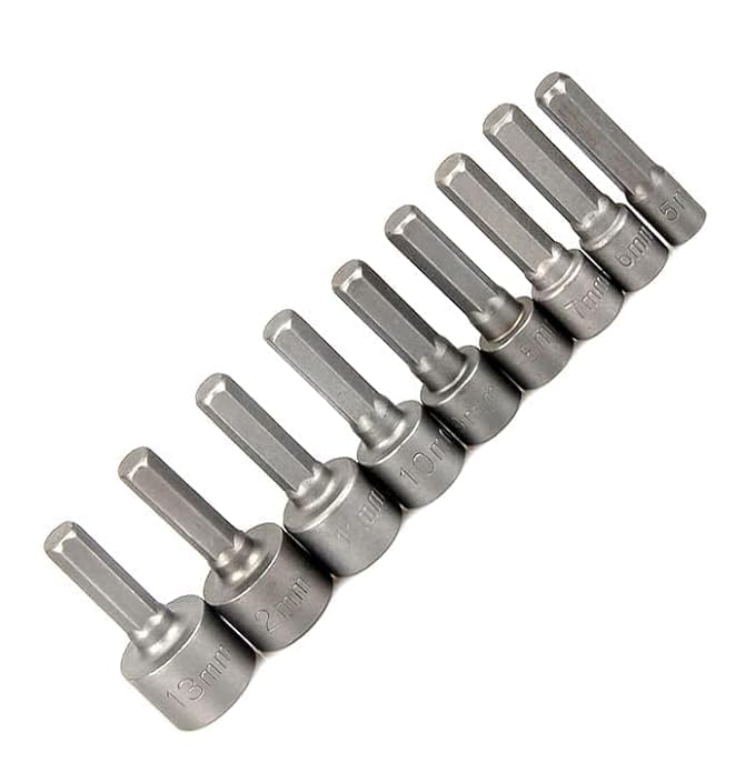Veltrix - 9 PCS Nut Driver Drill Bit Set – 1/4" Hex Shank Socket Bits 5-13mm with Strong Sleeve Wrench & Chuck Adapter for Screws, Hooks, and Bolt Heads – Power Drill Accessories - Image 2