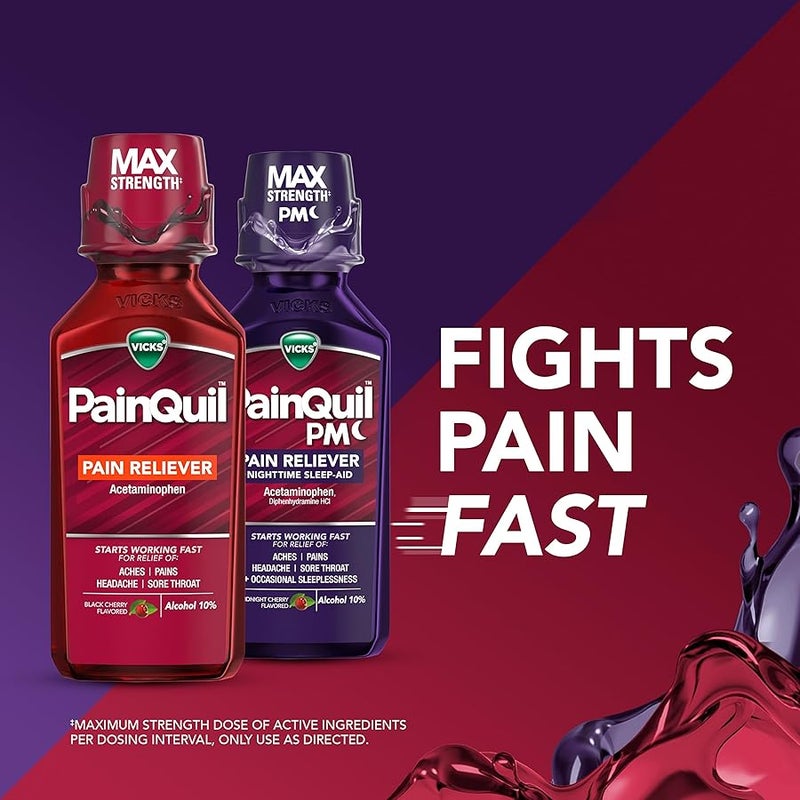 Vicks PainQuil & PainQuil PM Pain Relief Liquid, 1000mg Acetaminophen, 2x12 oz - Image 2