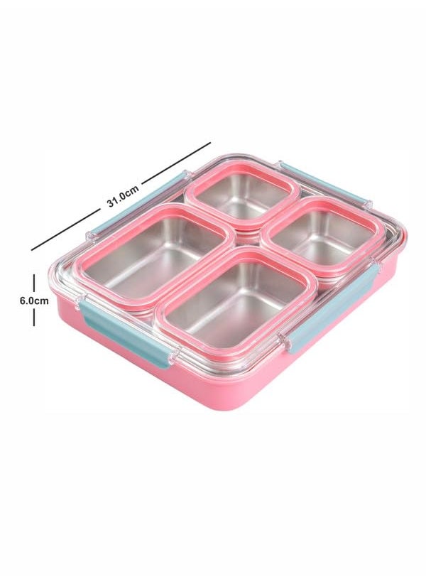 GOODHOMES Goodhomes 4 partition Leak Proof Lunch Box Stainless Steel GK4544PINK  - Image 4