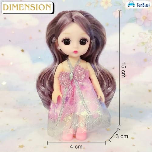 FunBlast Doll for Girls – Cute Doll with Long Hair & Beautiful Dress, Birthday Gift for Girls, Pretend Role Play Doll for Kids (Pink) - Image 3