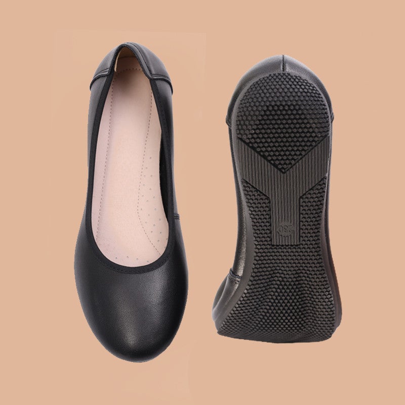 Stewardess Work Shoes Women'S Black Genuine Leather Single Shoes Dress Mid-Heel High Heel Large Size Women'S Interview Shoes Professional Leather Shoes - Image 5