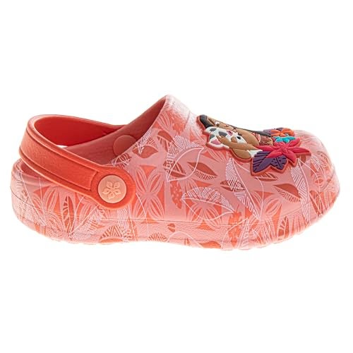 Josmo Kids Moana Clog Sandal Waterproof Slip-On Slides for Girls - Moana and Pua Closed Toe Clogs with Backstrap - Coral Pink Red (Size 9-10 Toddler) - Image 2