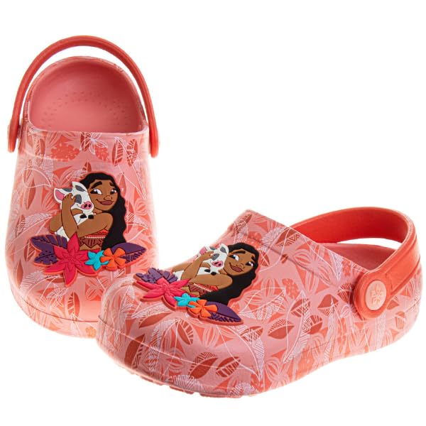 Josmo Kids Moana Clog Sandal Waterproof Slip-On Slides for Girls - Moana and Pua Closed Toe Clogs with Backstrap - Coral Pink Red (Size 9-10 Toddler) - Image 4