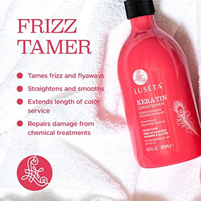 Luseta KERATIN SMOOTH CONDITIONER - INFUSED WITH KERATIN PROTEIN TO REFRESH DRYNESS AND DAMAGED HAIR - SAFE FOR COLOR TREATED, KERATIN TREATED HAIR, SULFATE FREE PARABEN FREE 16.10OZ - Image 3