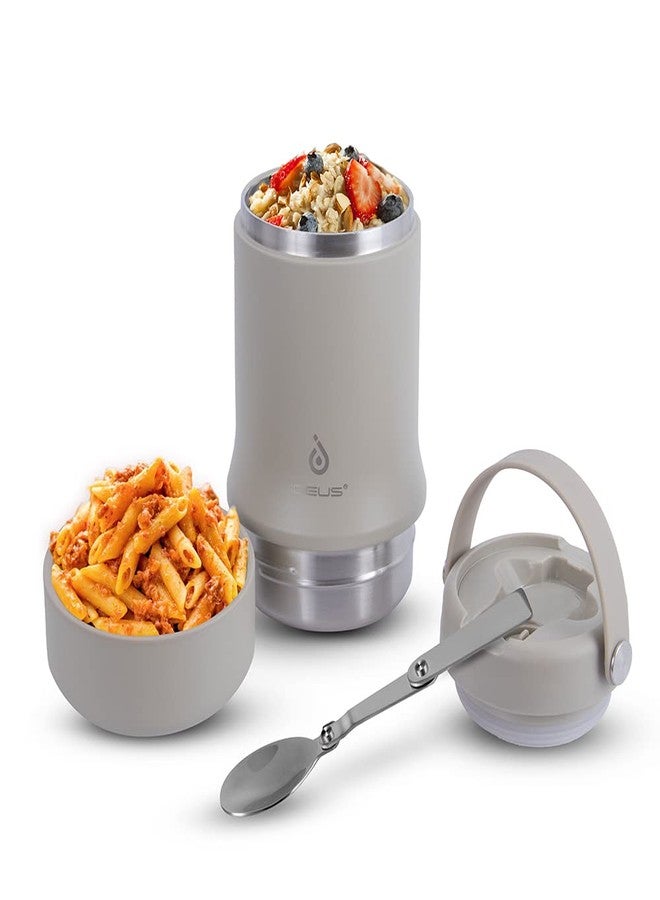 Ideus Soup Thermo with Foldable Spoon and Bowl 20oz, All-in-one Insulated Bento Lunchbox Stainless Steel Leakproof Portable Soup Container Vacuum Thermal Food Jar for Lunch Celadon - Image 1