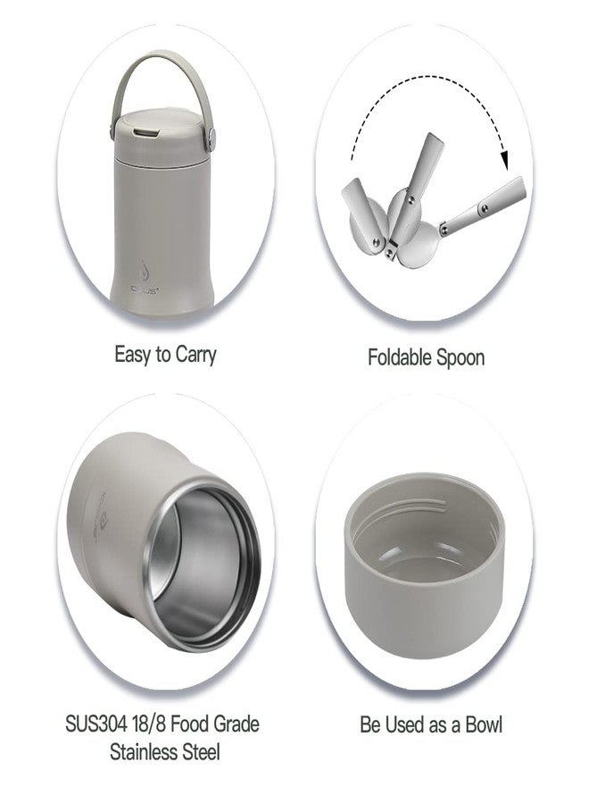 Ideus Soup Thermo with Foldable Spoon and Bowl 20oz, All-in-one Insulated Bento Lunchbox Stainless Steel Leakproof Portable Soup Container Vacuum Thermal Food Jar for Lunch Celadon - Image 3