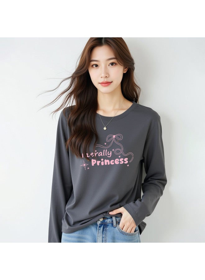 Your Sun Printed Women'S Long Sleeve T-Shirt Women'S Base Layer Loose Fit Pure Cotton T-Shirt Women - Image 3