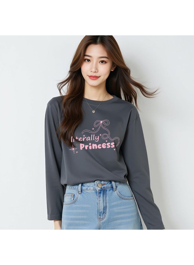 Your Sun Printed Women'S Long Sleeve T-Shirt Women'S Base Layer Loose Fit Pure Cotton T-Shirt Women - Image 4