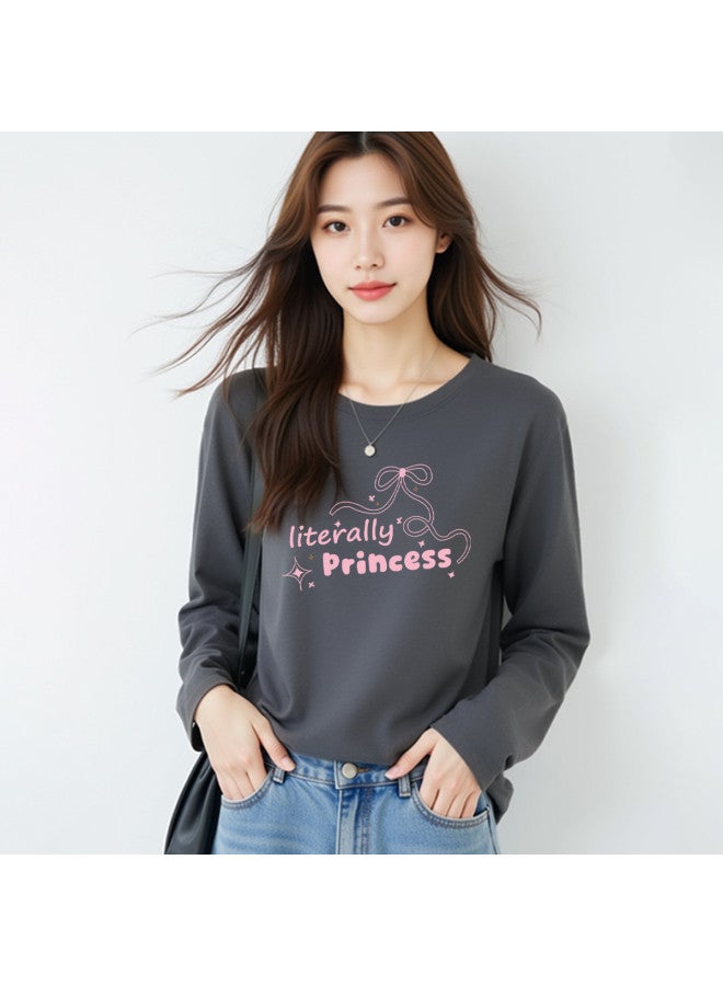 Your Sun Printed Women'S Long Sleeve T-Shirt Women'S Base Layer Loose Fit Pure Cotton T-Shirt Women - Image 2