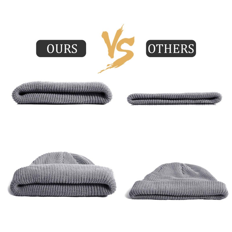 SATINIOR 4 Pieces Trawler Beanie Watch Hat Roll up Edge Skullcap Fisherman Beanie Unisex (Lake Blue, Green Grey, Navy Blue, Grey) - Image 4