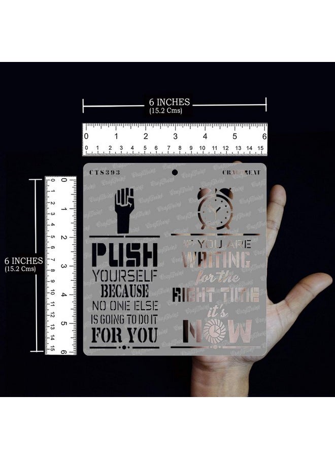 CrafTreat CrafTreat Home Decor Stencil - Right Time - Size: 6X6 Inches - Quote Stencils for Craft - Word Stencils for Painting - Wall Stencil Painting for Home Decoration - Stencils Design for Wall 