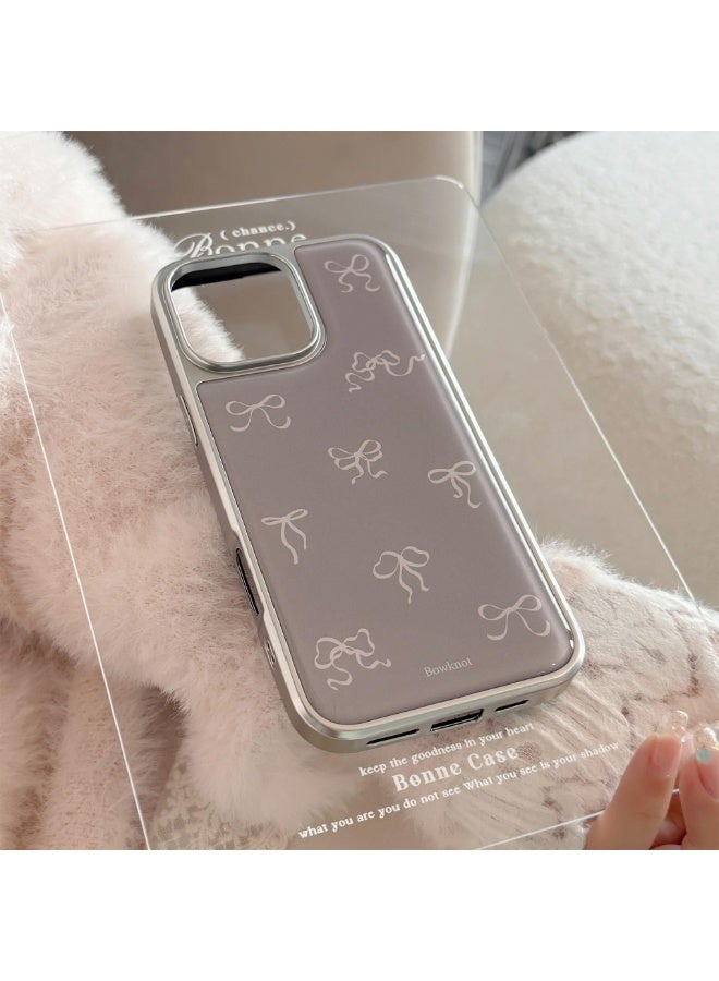 NIBEMINENT Full Screen Bows Protective TPU Case Cover For iPhone 15, Black/Gray