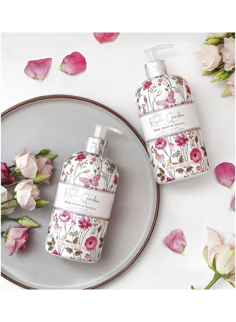 Baylis & Harding Royale Garden Rose, Poppy and Vanilla Hand Wash, 500ml | Vegan | Floral Fragrance | Relaxing and uplifting fragrance | Paraben Free - Image 3