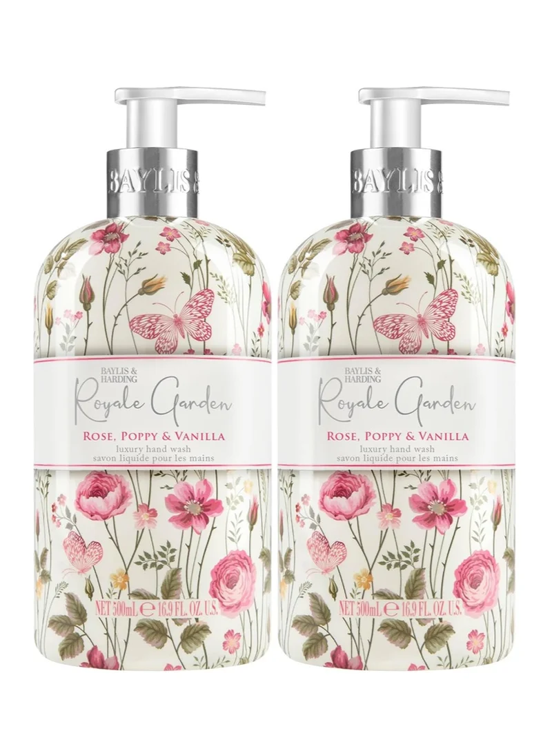 Royale Garden Rose, Poppy and Vanilla Hand Wash, 500ml (Pack of 2) | Vegan | Floral Fragrance | Relaxing and uplifting fragrance | Paraben Free