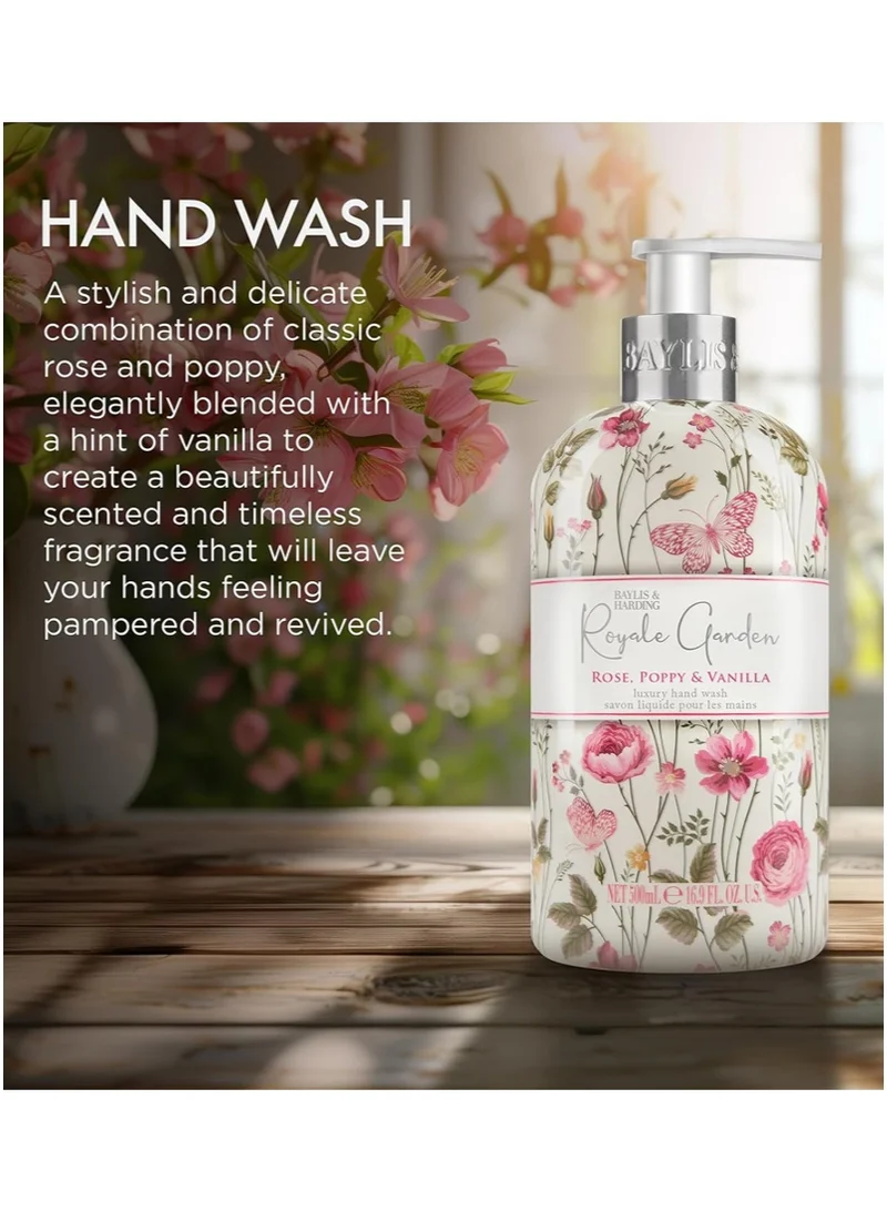 Baylis & Harding Rose, Poppy and Vanilla Royale Garden Rose, Poppy and Vanilla Hand Wash, 500ml (Pack of 2) | Vegan | Floral Fragrance | Relaxing and uplifting fragrance | Paraben Free  | Best Price UAE