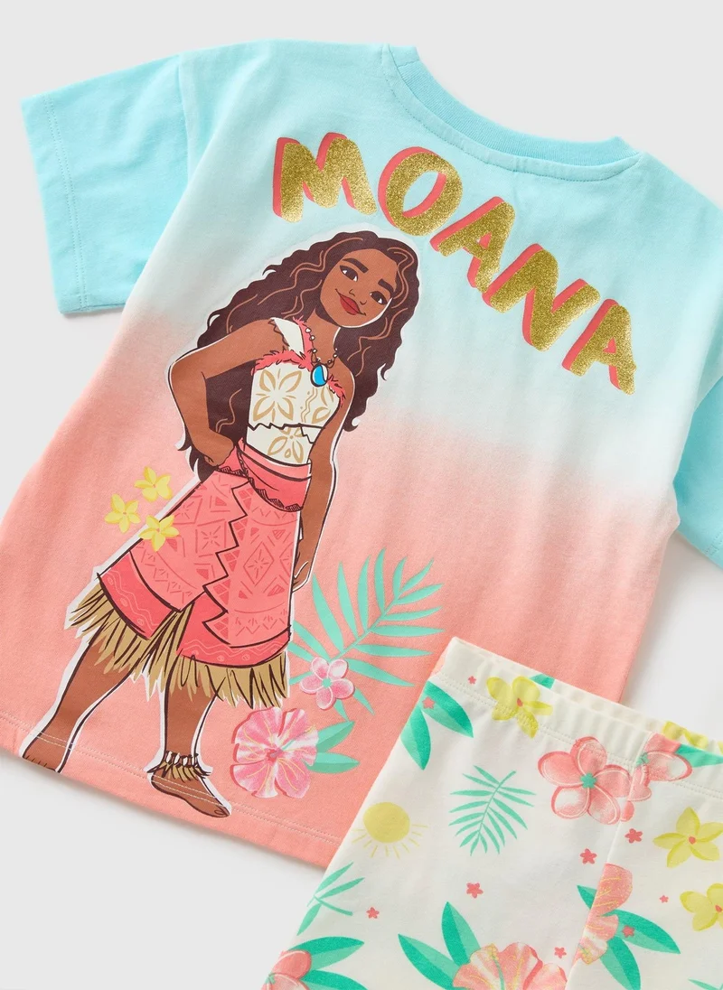 Matalan Disney Girls Multicolour Moana Top & Shorts Set