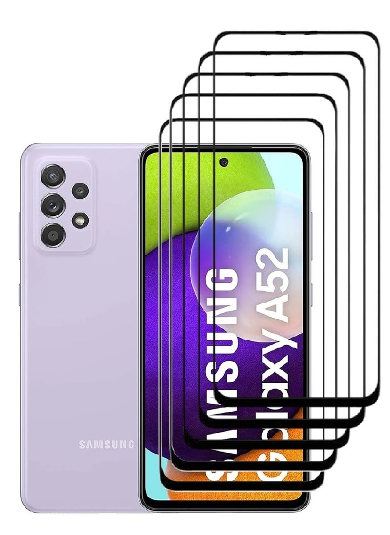 AINA 5 Pieces Tempered Glass Screen Protector 5D Designed For Samsung Galaxy A52 Full Glue Edge to Edge Full Screen Coverage And Bubble Free - Image 1