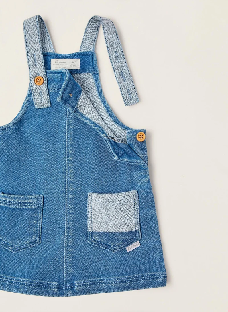 Zippy Cotton Denim Pinafore Dress for Newborn Baby Girls, Blue