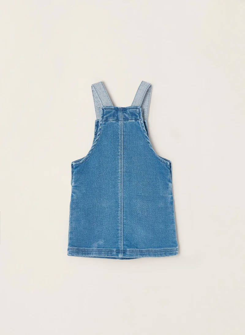 زيبي Cotton Denim Pinafore Dress for Newborn Baby Girls, Blue