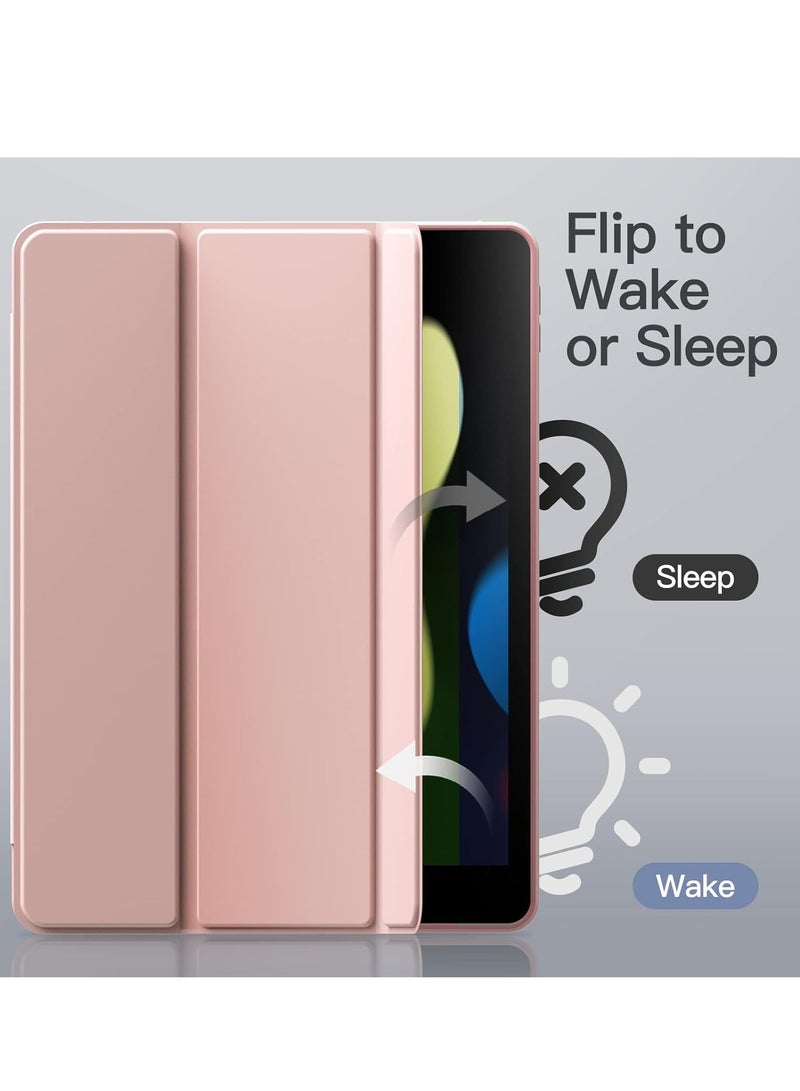 إيفو حافظة حماية غير لامعة لجهاز ايباد 9/8/7 (10.2 انش، موديل 2021/2020/2019، الجيل التاسع/الثامن/السابع) مع حامل قلم، غطاء حماية خلفي نحيف شفاف بلوري (بينك )، بولي يوريثين حراري وبولي كربونات - Image 2