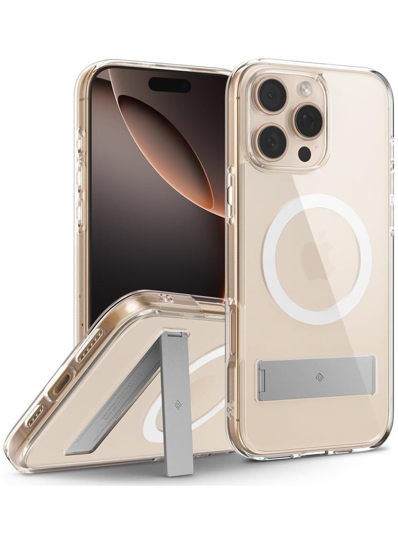 Caseology Capella Mag Kickstand iPhone 16 PRO MagSafe Case Cover (2024) - Clear White Silver - Image 1